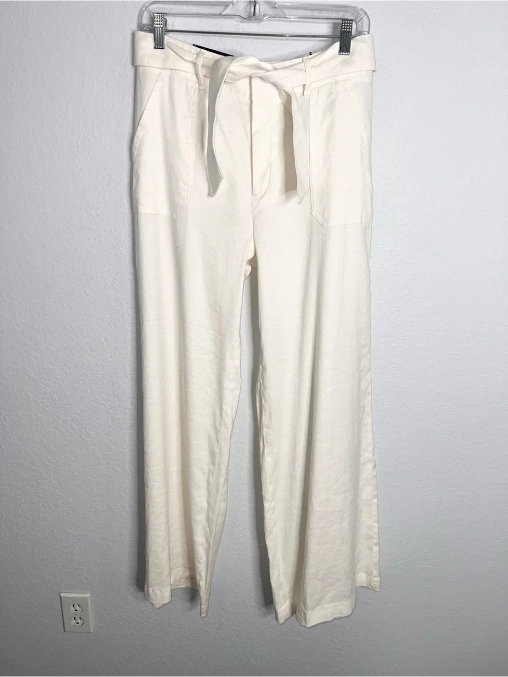 Banana Republic Wide Leg High Rise Linen Blend Pant Women’s Size 8 Off White KK